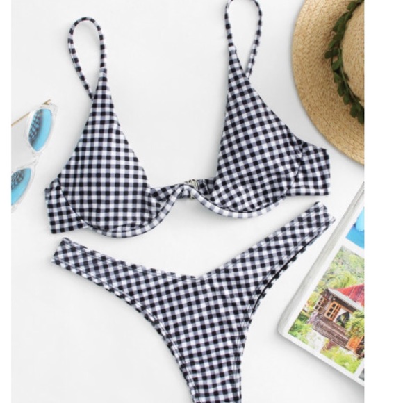 navy gingham bikini